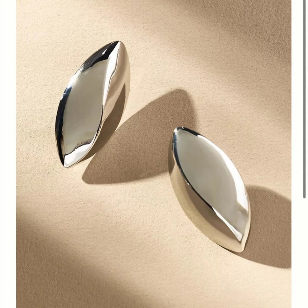 Anthropologie Silver Bean Post Earrings/NWT